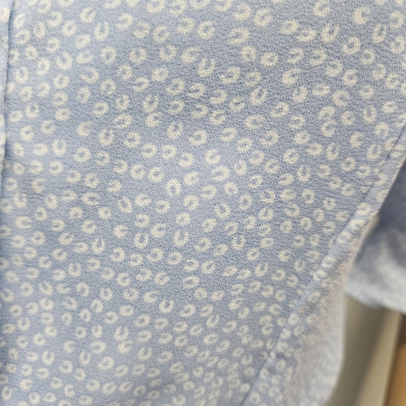 Lulu’s Castana Blue Print Button-Up Dress Short Sleeve - Picture 5 of 6